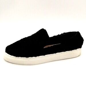 Steven Womens Sneakers Kimbel Black Faux Fur Slip On Flat Heel Round Toe 9.5